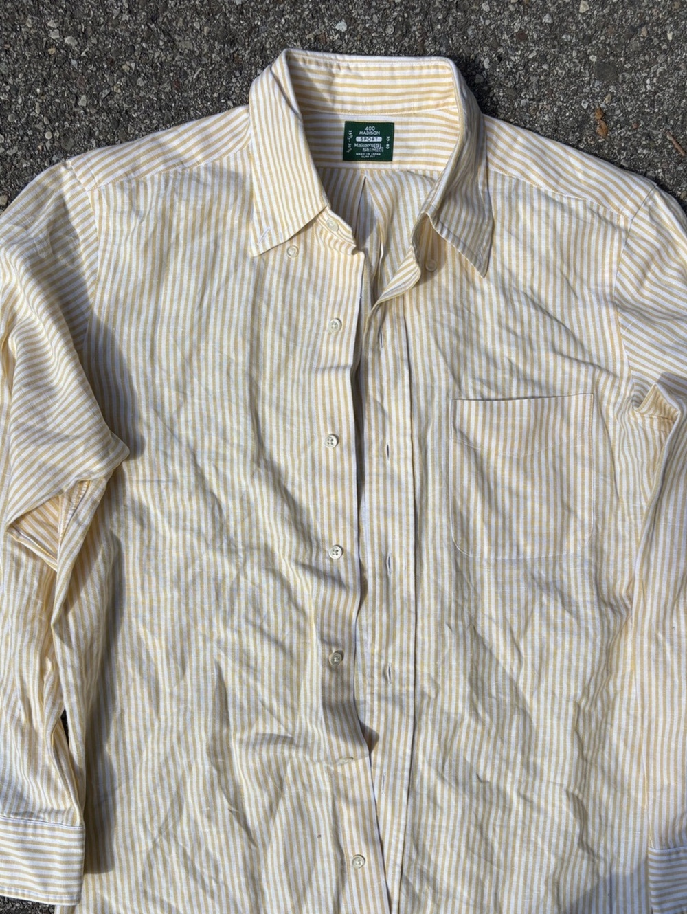 400 Madison Sport Slim Fit Men's Shirt, Yellow Stripe, Made in Japan
